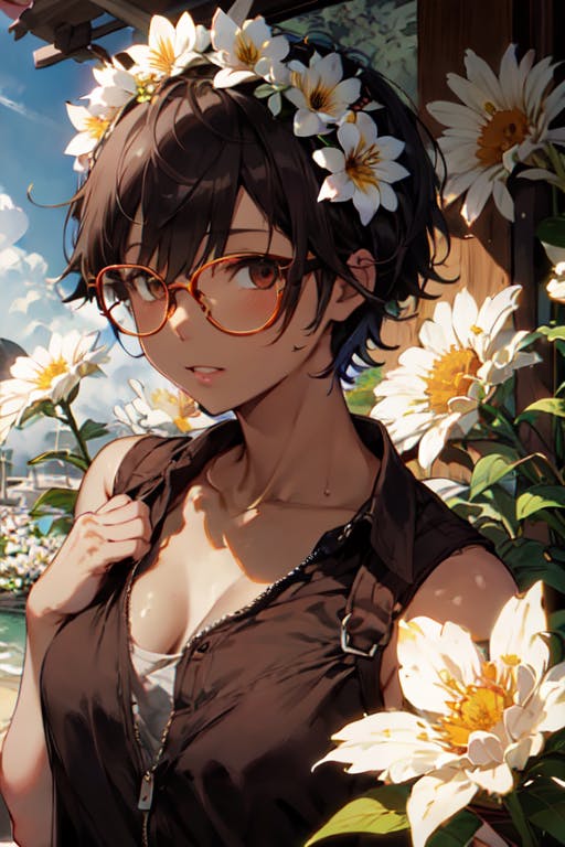Image of a girl in a field of flowers